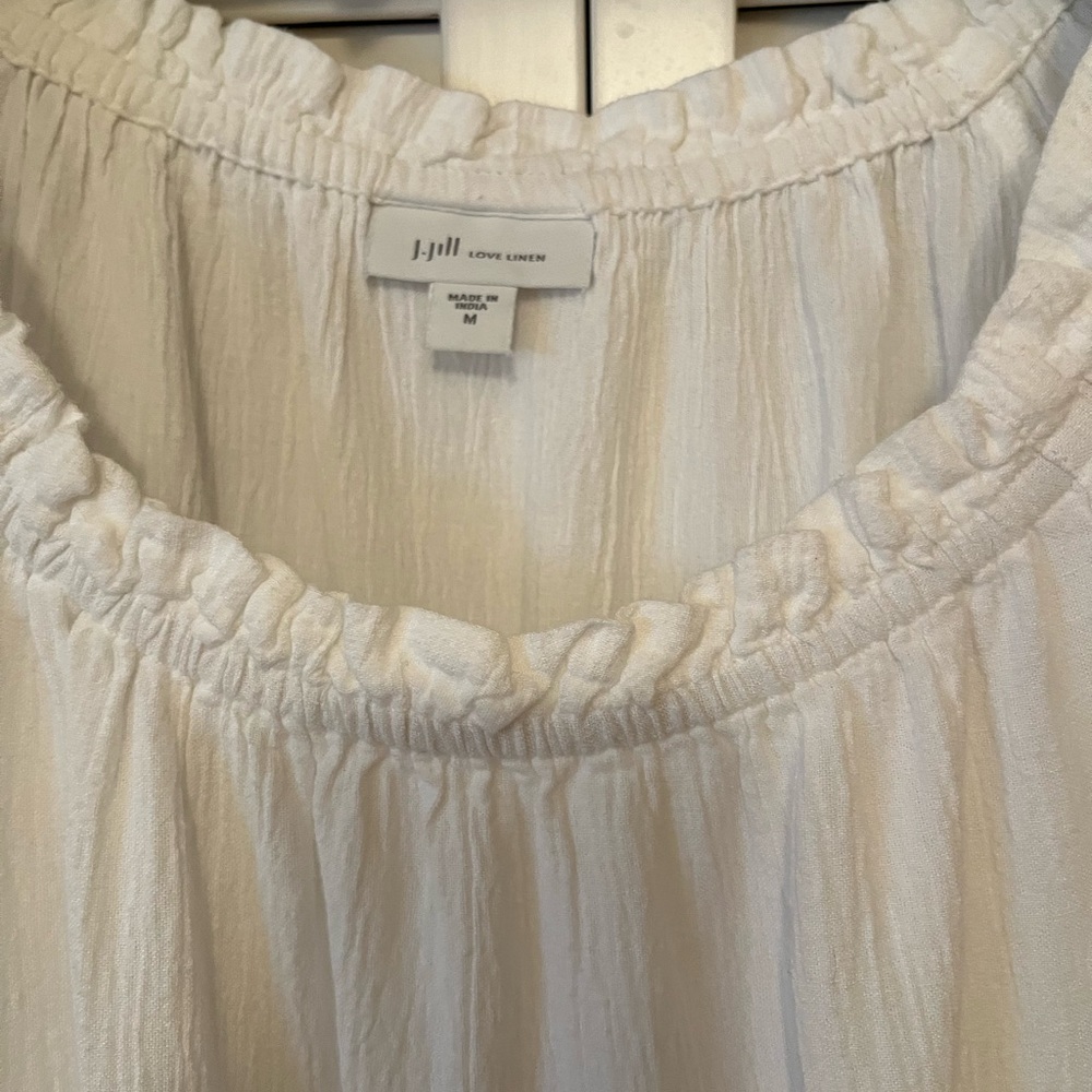 J Jill Crinkle White Love Linen Tunic - Size M - Picture 3 of 7